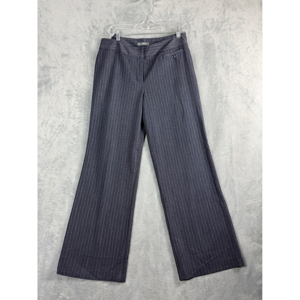 Atelier Women 8P Blue Pinstripe Dress Pants Wide Leg High Rise Office Siren Boho